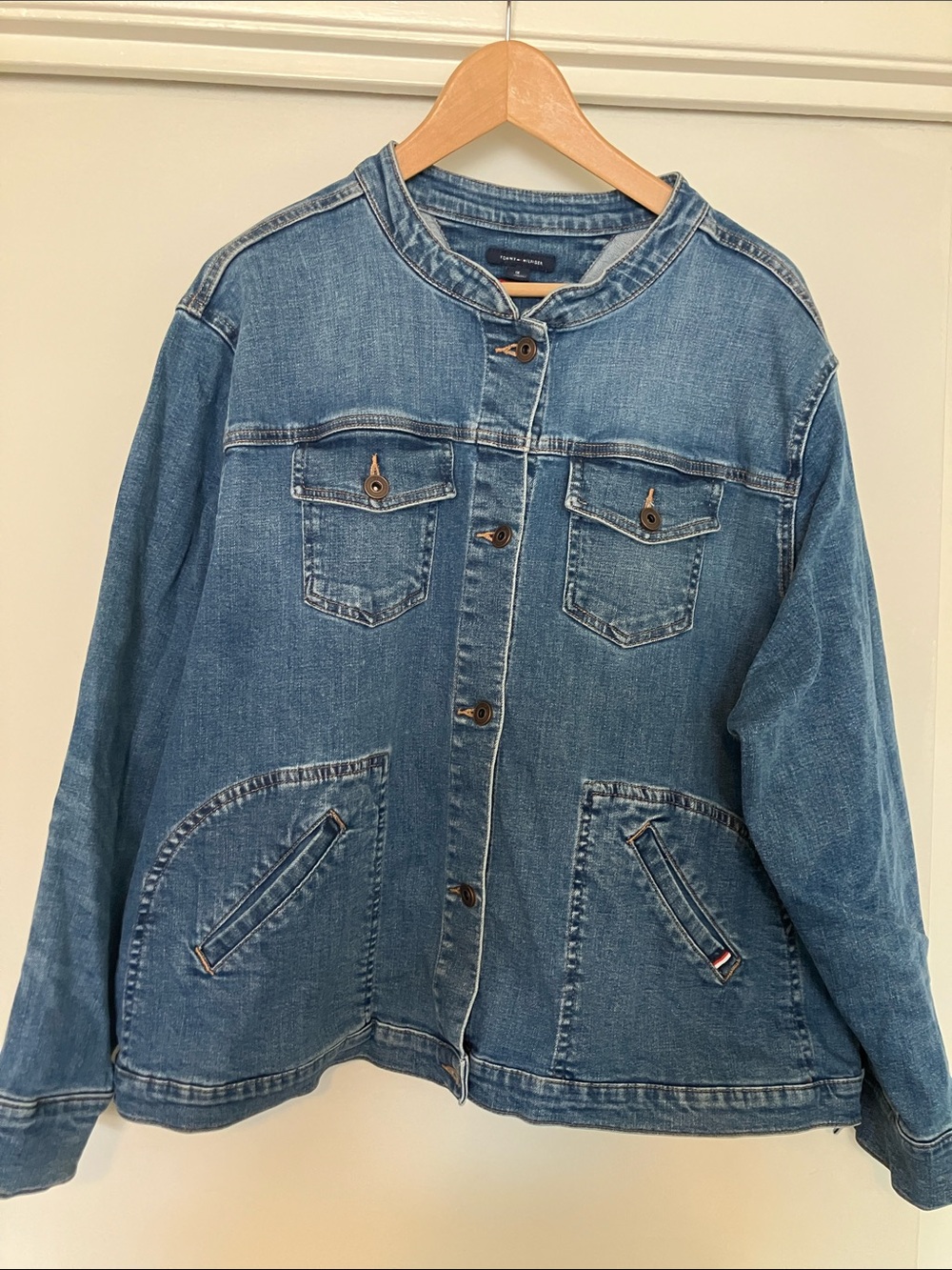 Tommy Hilfiger Collarless Blue Denim Jacket